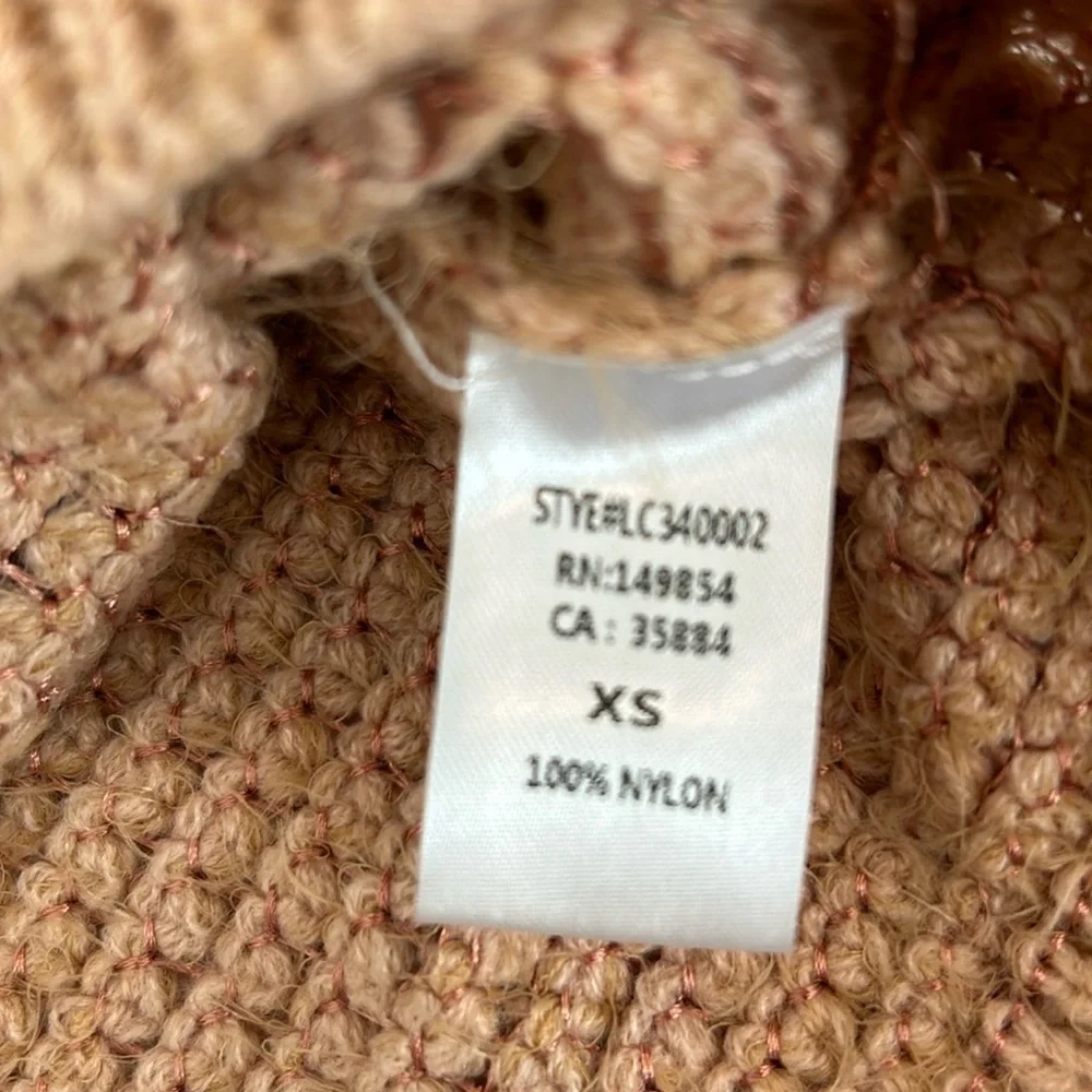 Sage The Label Fuzzy Sweater Peach Blush Beige Tan Size XS Extra Small